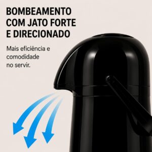 Garrafa Térmica 1,8L Super Jato, Com Alça, Preta | Térmica, mais de 4h quente e mais de 6h frio - Imagem 6