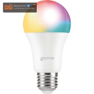 Hi by Geonav Lâmpada Inteligente Led 9W, Wi-Fi, E27, Branco Frio/Quente/RGBW 16 milhões de cores, Dimerizável, Controle no Aplicativo, 810 Lúmens, Bivolt, Compatível com Alexa e Google Assistente - Imagem 1