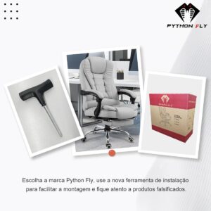 Cadeira de Escritório, Cinza | Apoio para os Pés, Encosto Ajustável - Imagem 3