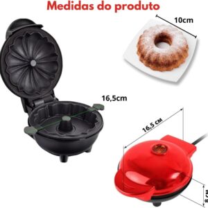 Máquina de Fazer Bolos Doces Assadeira Portátil Mini Cake Maker Elétrica Preparo Rapido Antiaderente 110v 350w Potencia (Cores Sortidas) - Imagem 3