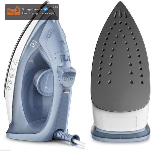 Ferro de passar seco e vapor Electrolux base antiaderente vapor vertical extra 1200W cabo 1,35m azul ESI10 127v
