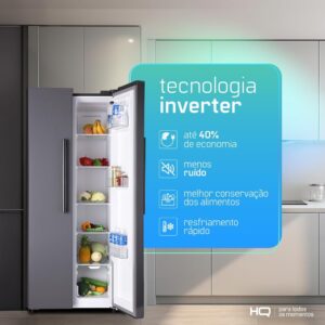 Geladeira Refrigerador HQ Frost Free Side By Side 460 Litros Cinza HQ-460SBSFF (220V) - Imagem 5