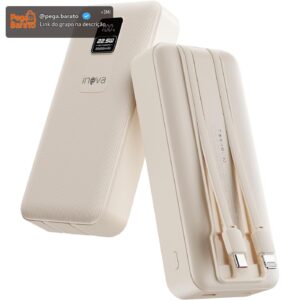 INAVA Power Bank, Carregador Portátil Universal 20000mAh, Carregamento Rápido 22.5W PD, Design Ergonômico, Compatível com iPhone 17/16/15/14/13/12 e Android, Ideal para Viagens (Branco) - Imagem 1