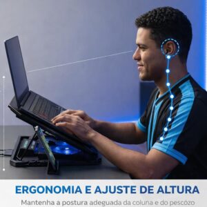 Generic, Base Suporte Notebook Refrigerada Ajustável Até 17 Polegadas Com Usb e Silencioso - Imagem 9
