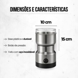 Moedor de Café Elétrico Inox 220V para Grãos Temperos e Especiarias - Imagem 2