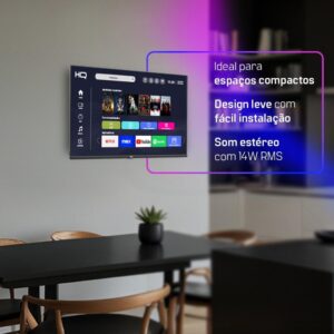 Smart TV HQ 32" HD tela sem bordas Androind 12 design slim HQS32NKHM - Imagem 4