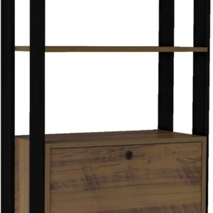Estante Organizadora com porta basculante MATCH cor Pinho/Preto - Artely - Imagem 4