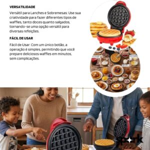 Máquina de Waffles Pequena 110v - Prática e Simples de Operar, Perfeita para um Café da Manhã Ágil, Superfície Antiaderente e Prepara em Poucos Minutos, Ideal para Lanches e Doces Artesanais - Premium - Imagem 4