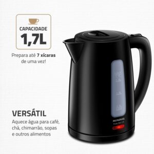 MONDIAL Chaleira Elétrica Pratic Hot 1,7L Preto, 1850W, 220V - CE-17 - Imagem 4