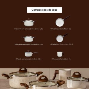 Jogo de Panelas Brinox Ceramic Life 6 Peças | Antiaderente, Smart Plus, Vanilla - Imagem 6