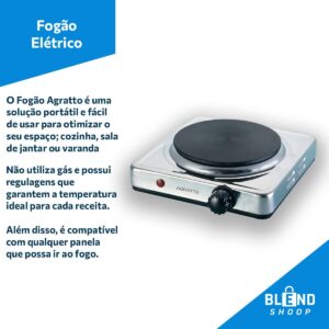 Fogão Elétrico de Mesa Agratto um Prato, 1500W | FMA-01, 220V - Imagem 3
