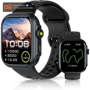 Bettdow Smartwatch GPS FB041, Relogio Smartwatch Feminino e Masculino,Tela HD de 1,85", Alexa, 100 Esportes,3ATM à rova d'água, Chamada Bluetooth, Compatível com Android iOS(Preto) - Imagem 1