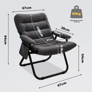 Poltrona Ergonomica Longue, 3 Posições, Poltrona do papai de praia Reclinavel Portátil Resistente para Sala de Estar/Sala de Jantar, Poltrona para sala de Estudo Suporta Até 80 kg - Imagem 2