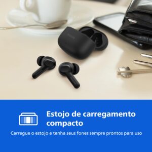 Fone de Ouvido Sem Fio TWS PHILIPS TAT1109BK/00 Bluetooth | Com Microfone, Até 24 horas de bateria, Preto - Imagem 3