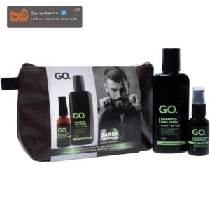 Kit Necessaire Shampoo e Óleo Tree, barba e cabelo, anti coceira, previne a caspa, natural, vegano, sem sulfato, sem sal, hidratante e condicionante, com necessaire grátis Go Man 2 produtos em 1 - Imagem 1