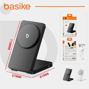 Basike Carregador Sem Fio, Carregador por Indução 15W Compatível para iPhone 16/15/14/13/12 Series e AirPods | Carregamento Rápido com Magnétic | Compatível com Qi (Cinza) - Imagem 8