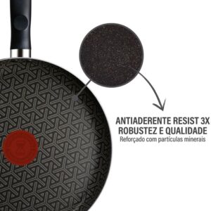 Frigideira Funda Rochedo Robusta Grafite 24cm com Antiaderente Resist 3X, Reforçado com Partículas Minerais, Alta Espessura, Base Limpa Fácil e Thermo-Sinal - Imagem 6