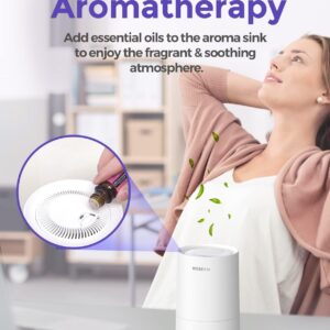 Rosekm Pequeno Purificador de Ar para Casa e Quarto, Mini Purificador de Ar Pessoal para Mesa, Purificador de Ar Hepa para Quarto, Aromatizantes e Limpadores para Dormitório, Animais de Estimação - Imagem 5