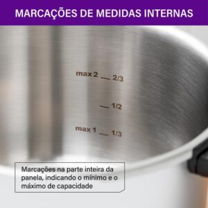 Panela de Pressão Rochedo Inox 6 litros | Trendy, Fechamento Externo, Com Cesta de Vapor - Imagem 12
