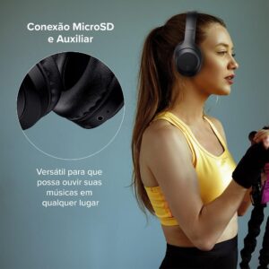 Headphone I2GO Bass 300, Bluetooth, Preto | Microfone Integrado, Controle Multimídia, Até 10h de bateria, Tecnologia Dual Connect, Entrada cabo auxiliar P2, Dobrável - Imagem 6