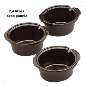 Rechaud Elétrico Triplo Buffet Slow Cooker 3 Panelas 220v - Imagem 7