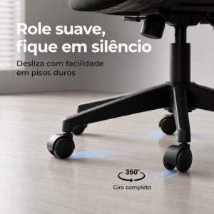 Cadeira de Escritório Presidente Ergonômica Preta Encosto Mesh Reclinável 135 Graus Cadeira Giratória com Apoio de Cabeça Braços Ajustáveis Suporte Lombar Alta Densidade Confortável - Imagem 9