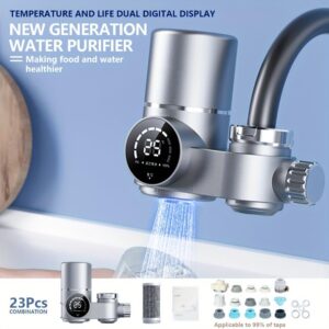 Filtro de Água para Torneira com Display Digital Prata, Purificador De Água com Monitor de Vida Útil Do Filtro, Ideal Para Cozinhas Domésticas E Apartamentos - Imagem 5