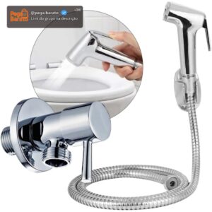 Ducha Higiênica Banheiro Lavabo Chuveirinho Cromado Mangueira 1,50m e Registro 1/4 de Volta, Duchinha Sanitária com Mangueira e Registro Completa - Imagem 1