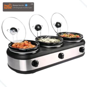 Rechaud Elétrico Triplo Buffet Slow Cooker 3 Panelas 220v - Imagem 1