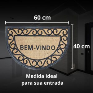 Tapete de Entrada Bem Vindo Fibra Natural Trançado Antiderrapante Capacho Emborrachado Decoração Estampado Resistente Porta Casa Apartamento Meia Lua Absorção Externo - Imagem 2