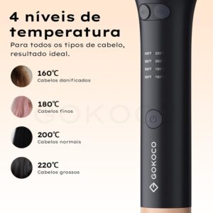 Modelador de Cachos Automático GOKOCO GD048, Barril 30mm | Bivolt 110v 127v 220v, Ondas Definidas com Iônico, 4 Temperaturas, Aquecimento 15s, Cachos Naturais Sem Esforço - Imagem 4