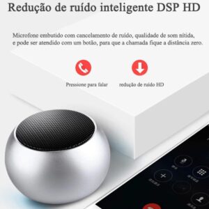 Caixa de Som Bolinha Bluetooth Super Potente Mini, sem fio, Tws Mini Speaker Amplificada (PRETO) - Imagem 7