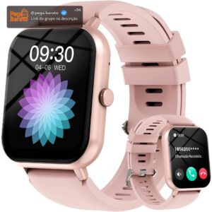 Bettdow SmartWatch, relogio smartwatch feminino com 1.83" Ecrã tátil, à prova d'água IP67, Recebimento de Notificações, relogio masculino com 100+ Modos Esportivos Faz e Recebe Ligações (Rosa) - Imagem 1