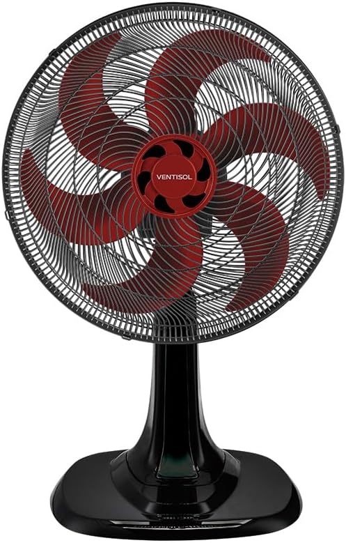 Ventisol Ventilador de Mesa Oscilante, Turbo 6 Pás Premium, Vermelho, 30cm, 220V