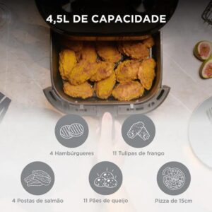 Air Fryer Midea 4,5L, 1550W, 110V | Fritadeira, FWM45P1, Design de Dois Botões, Prato Antiaderente, 80°C a 200°C - Imagem 6