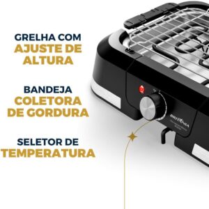 Churrasqueira Elétrica Britânia 1500W Menos Fumaça BCQ10A 127V - Imagem 3