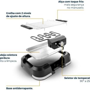 Churrasqueira Elétrica Britânia 1500W Menos Fumaça BCQ10A 127V - Imagem 5