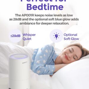 Rosekm Pequeno Purificador de Ar para Casa e Quarto, Mini Purificador de Ar Pessoal para Mesa, Purificador de Ar Hepa para Quarto, Aromatizantes e Limpadores para Dormitório, Animais de Estimação - Imagem 4