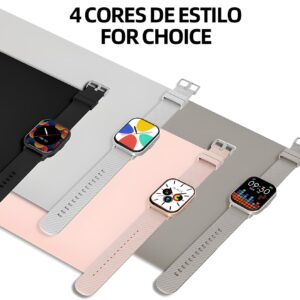 Relógio Digital Feminino Masculino Smartwatch Inteligente Bluetooth, Full Touch a Prova d 'água IP68 com 120+ Modos de Exercício e Esporte, Prata - Imagem 6
