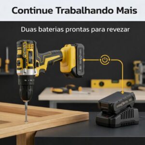 Furadeira e Parafusadeira de Impacto Sem Fio 21V com LED, 3 Funções, Torque Ajustável, 32 Acessórios e Maleta - Imagem 5