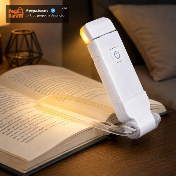 Luz de Leitura para Livro LED Recarregável USB | Luminária com Clip para Livros | 3 Modos de Luz Quente Neutra e Fria | Brilho Ajustável | Ideal para Leitura Noturna e Estudos