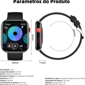 Relógio Inteligente Smartwatch FB047 com 1.83" Tela, Bluetooth, 100 Modos Esporte, IP68, 5 Dias Bateria - 37g Leve para Homens e Mulheres - Imagem 7