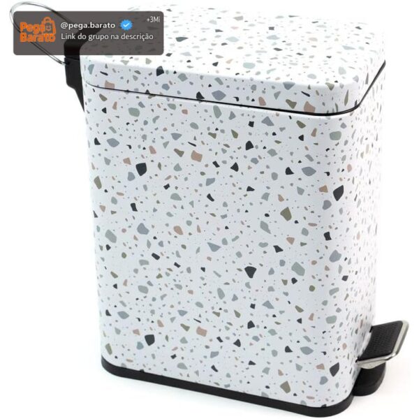 Oikos - Lixeira Retangular 5L de Metal com Pedal Granilite