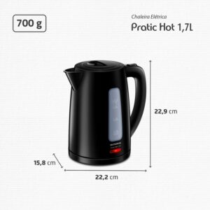 MONDIAL Chaleira Elétrica Pratic Hot 1,7L Preto, 1850W, 220V - CE-17 - Imagem 3