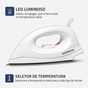 MONDIAL Ferro de Passar a Seco, Branco, 1000W, 220V - FSN-55-W - Imagem 4