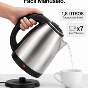 Chaleira Eletrica Inox 1,8L Desligamento Automatico Base 360 Aquecimento Rapido Cha Cafe Escolha 127V (127V) - Imagem 7