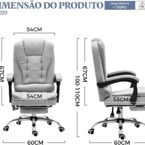Cadeira de Escritório, Cinza | Apoio para os Pés, Encosto Ajustável - Imagem 2