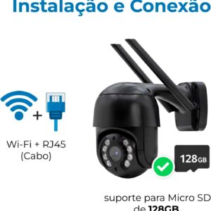 Câmera Segurança Monitoramento IP Speed Dome Full HD 1080p Wi-Fi IP67 Externa Visão Noturna Cor Yoosee Zoom Digital - Imagem 7