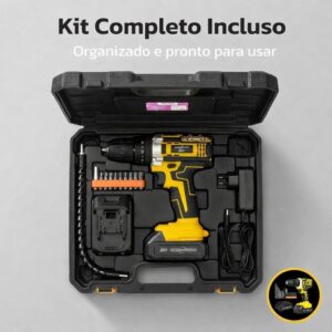 Furadeira e Parafusadeira de Impacto Sem Fio 21V com LED, 3 Funções, Torque Ajustável, 32 Acessórios e Maleta - Imagem 6