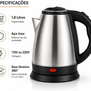 Chaleira Elétrica Inox 1,8 Litro (220v) - Imagem 7